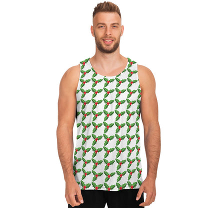Christmas Holly Berry Pattern Print Men's Tank Top