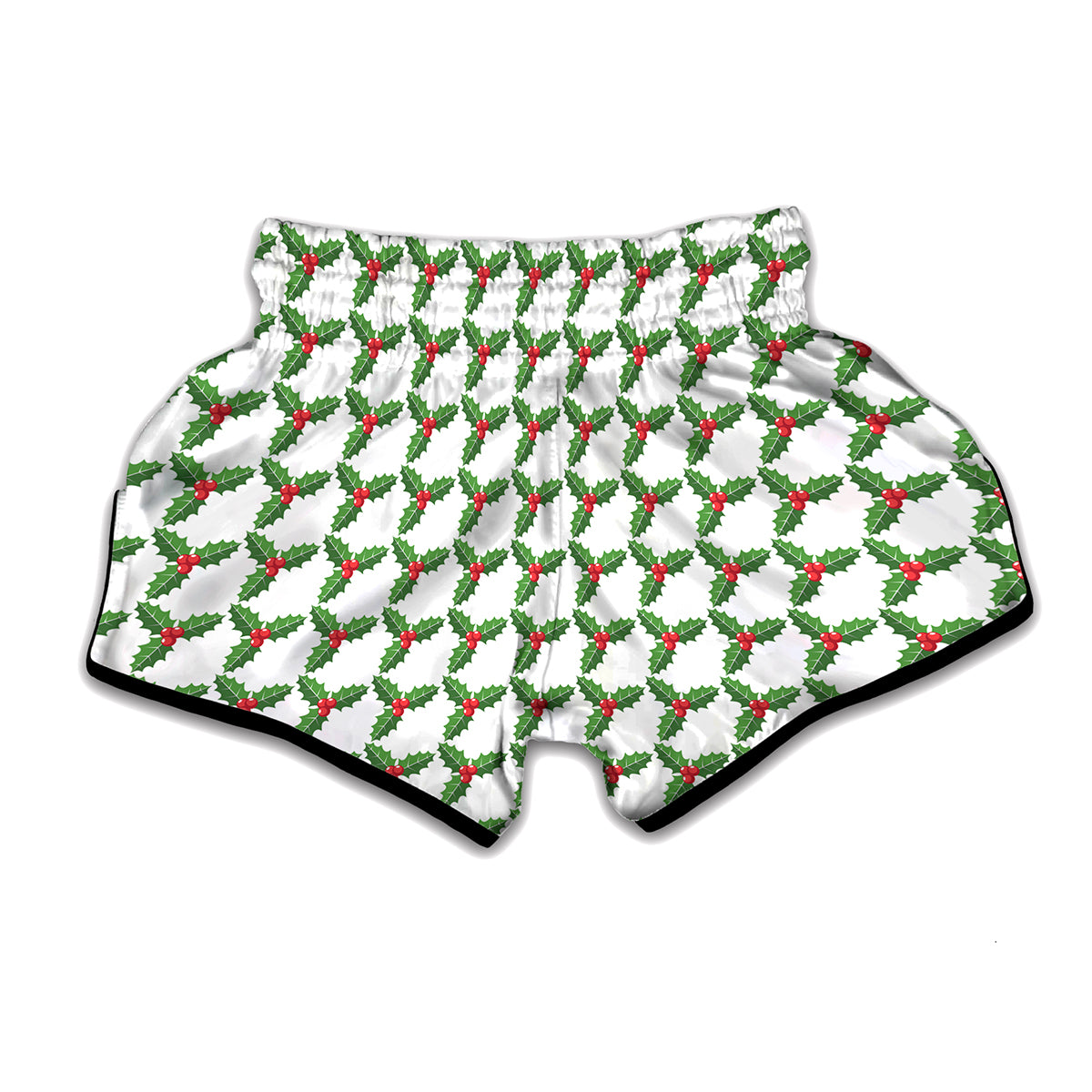 Christmas Holly Berry Pattern Print Muay Thai Boxing Shorts