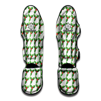 Christmas Holly Berry Pattern Print Muay Thai Shin Guard