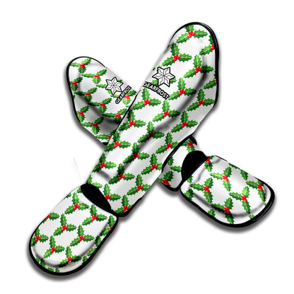 Christmas Holly Berry Pattern Print Muay Thai Shin Guard