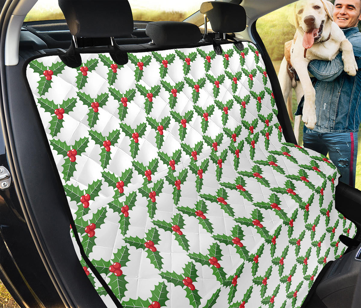 Christmas Holly Berry Pattern Print Pet Car Back Seat Cover