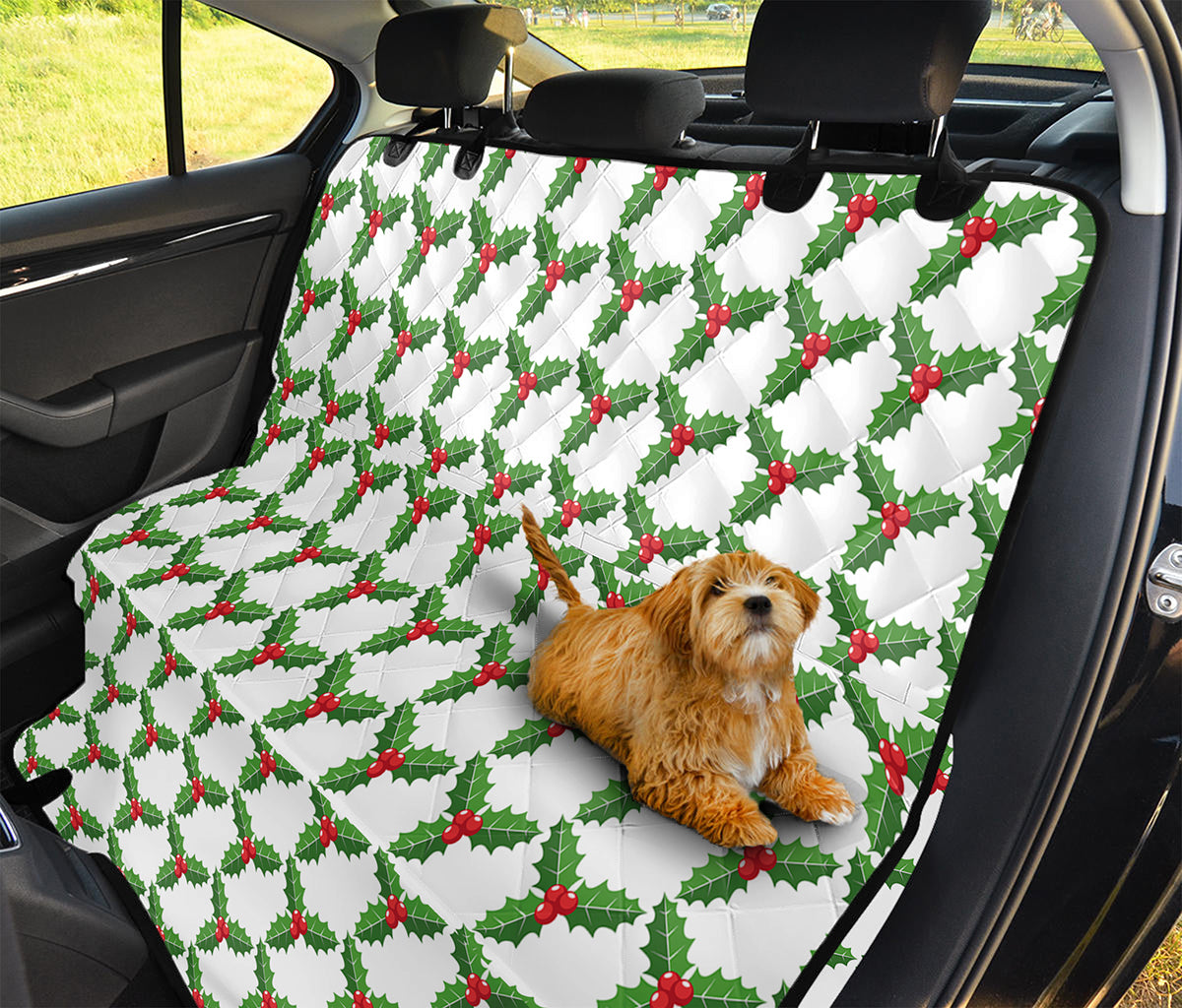 Christmas Holly Berry Pattern Print Pet Car Back Seat Cover
