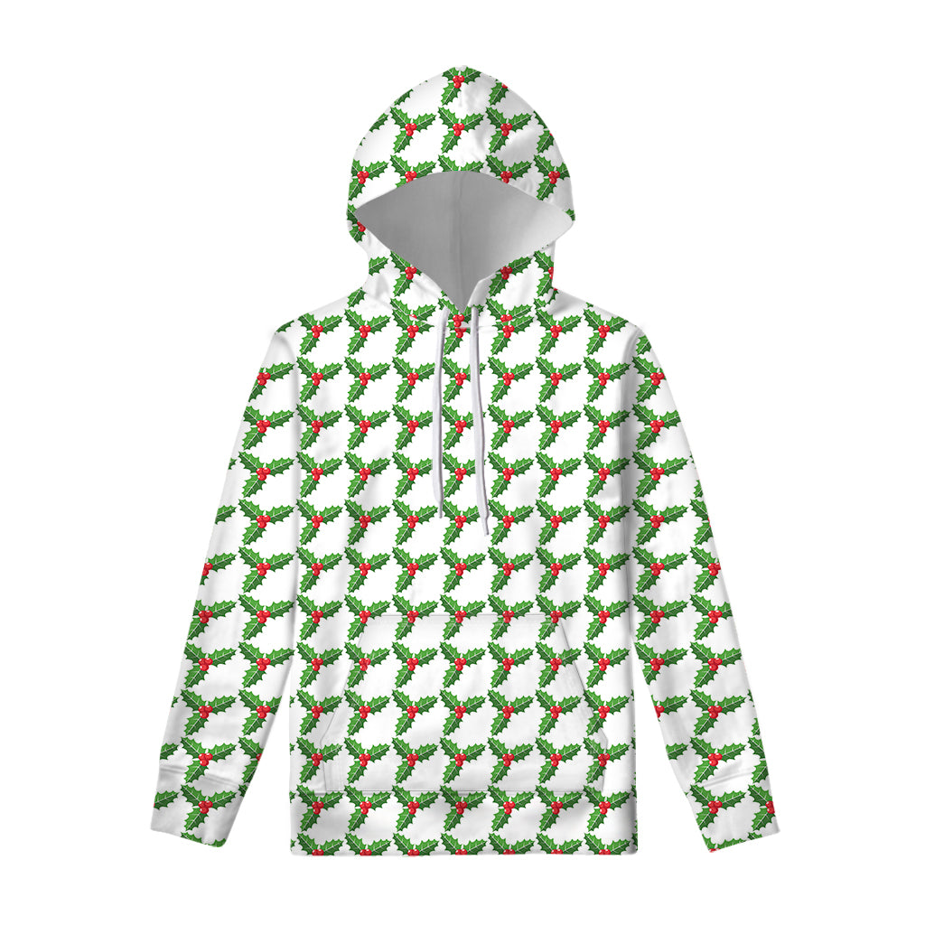 Christmas Holly Berry Pattern Print Pullover Hoodie