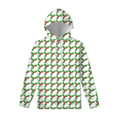 Christmas Holly Berry Pattern Print Pullover Hoodie