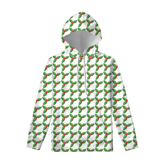 Christmas Holly Berry Pattern Print Pullover Hoodie