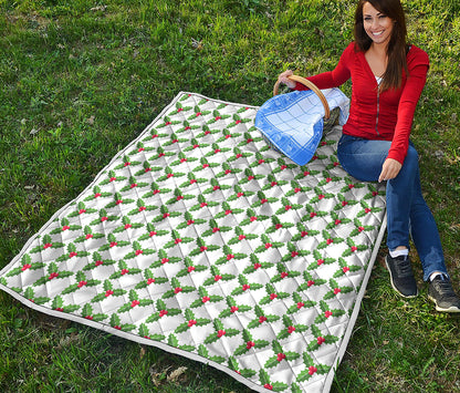 Christmas Holly Berry Pattern Print Quilt