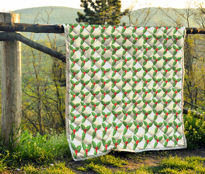 Christmas Holly Berry Pattern Print Quilt