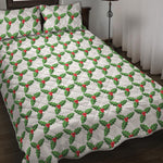 Christmas Holly Berry Pattern Print Quilt Bed Set