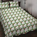 Christmas Holly Berry Pattern Print Quilt Bed Set