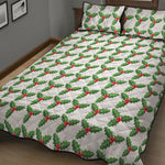 Christmas Holly Berry Pattern Print Quilt Bed Set