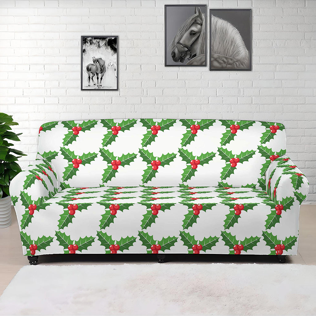 Christmas Holly Berry Pattern Print Sofa Cover