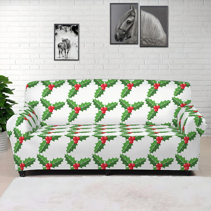 Christmas Holly Berry Pattern Print Sofa Cover