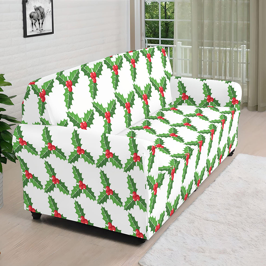 Christmas Holly Berry Pattern Print Sofa Cover