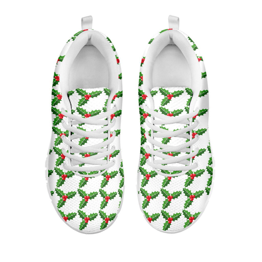 Christmas Holly Berry Pattern Print White Sneakers