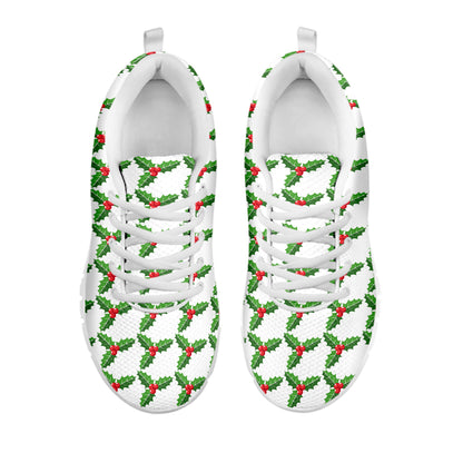 Christmas Holly Berry Pattern Print White Sneakers