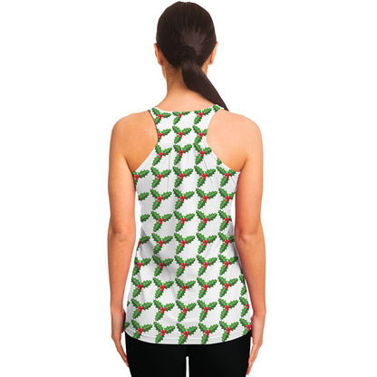 Christmas Holly Berry Pattern Print Women's Racerback Tank Top