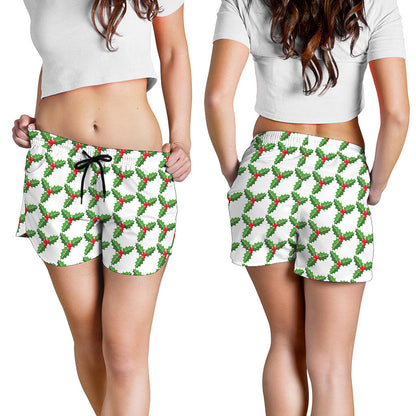 Christmas Holly Berry Pattern Print Women's Shorts