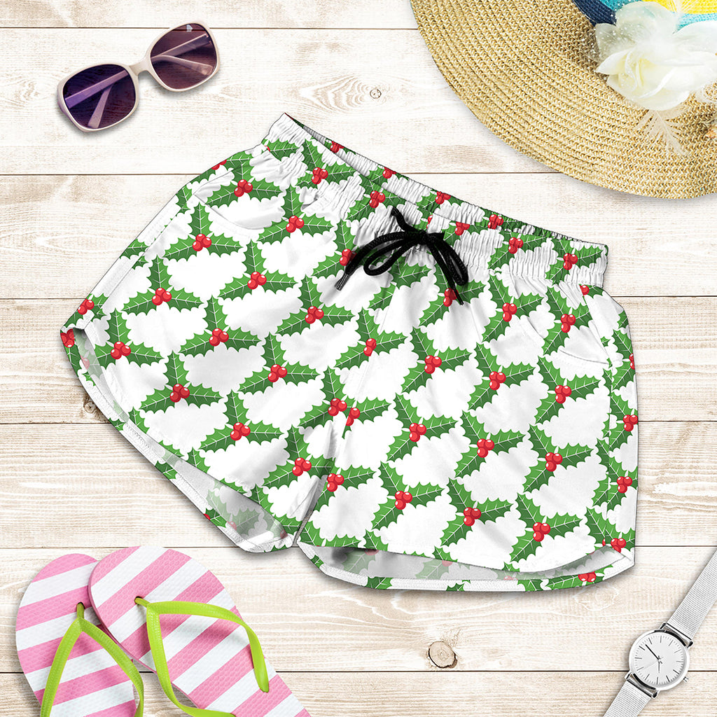 Christmas Holly Berry Pattern Print Women's Shorts