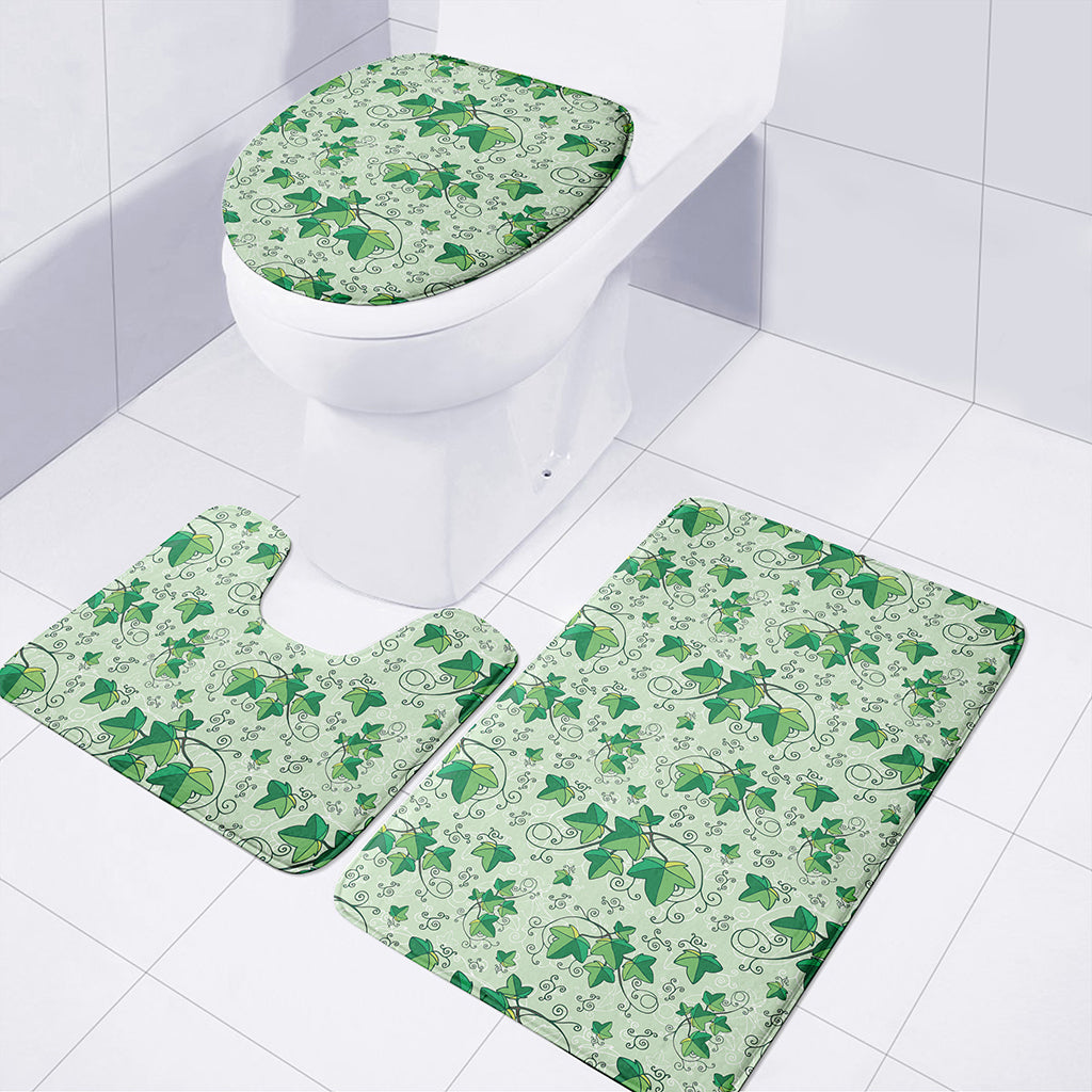 Christmas Ivy Leaf Pattern Print 3 Piece Bath Mat Set