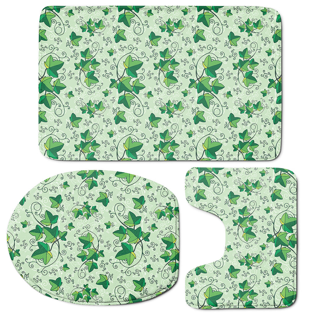 Christmas Ivy Leaf Pattern Print 3 Piece Bath Mat Set