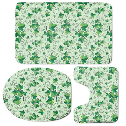 Christmas Ivy Leaf Pattern Print 3 Piece Bath Mat Set