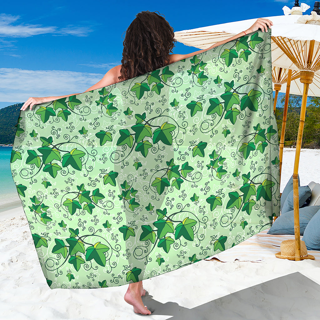 Christmas Ivy Leaf Pattern Print Beach Sarong Wrap