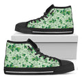 Christmas Ivy Leaf Pattern Print Black High Top Sneakers