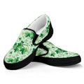 Christmas Ivy Leaf Pattern Print Black Slip On Sneakers