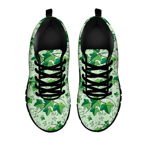 Christmas Ivy Leaf Pattern Print Black Sneakers