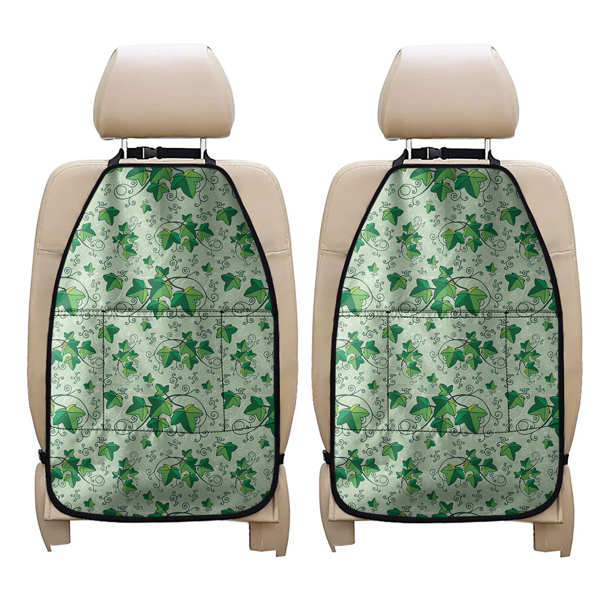 Christmas Ivy Leaf Pattern Print Car Seat Organizers