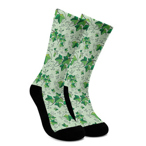 Christmas Ivy Leaf Pattern Print Crew Socks