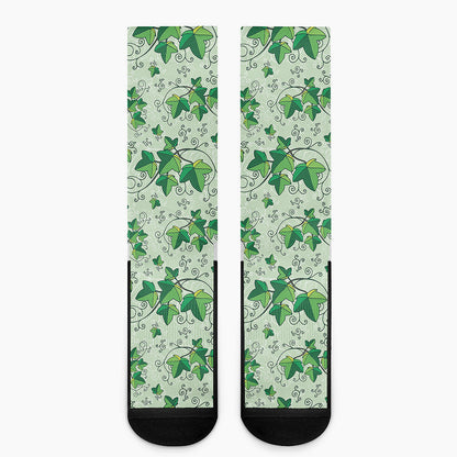 Christmas Ivy Leaf Pattern Print Crew Socks