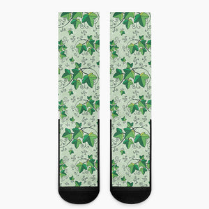 Christmas Ivy Leaf Pattern Print Crew Socks