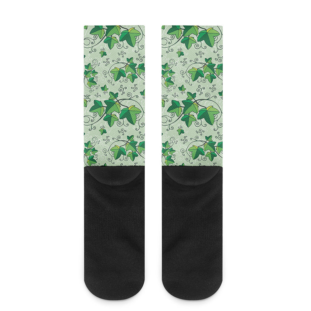 Christmas Ivy Leaf Pattern Print Crew Socks