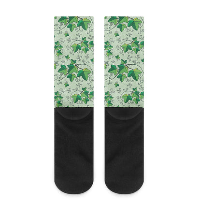 Christmas Ivy Leaf Pattern Print Crew Socks