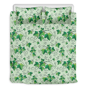 Christmas Ivy Leaf Pattern Print Duvet Cover Bedding Set