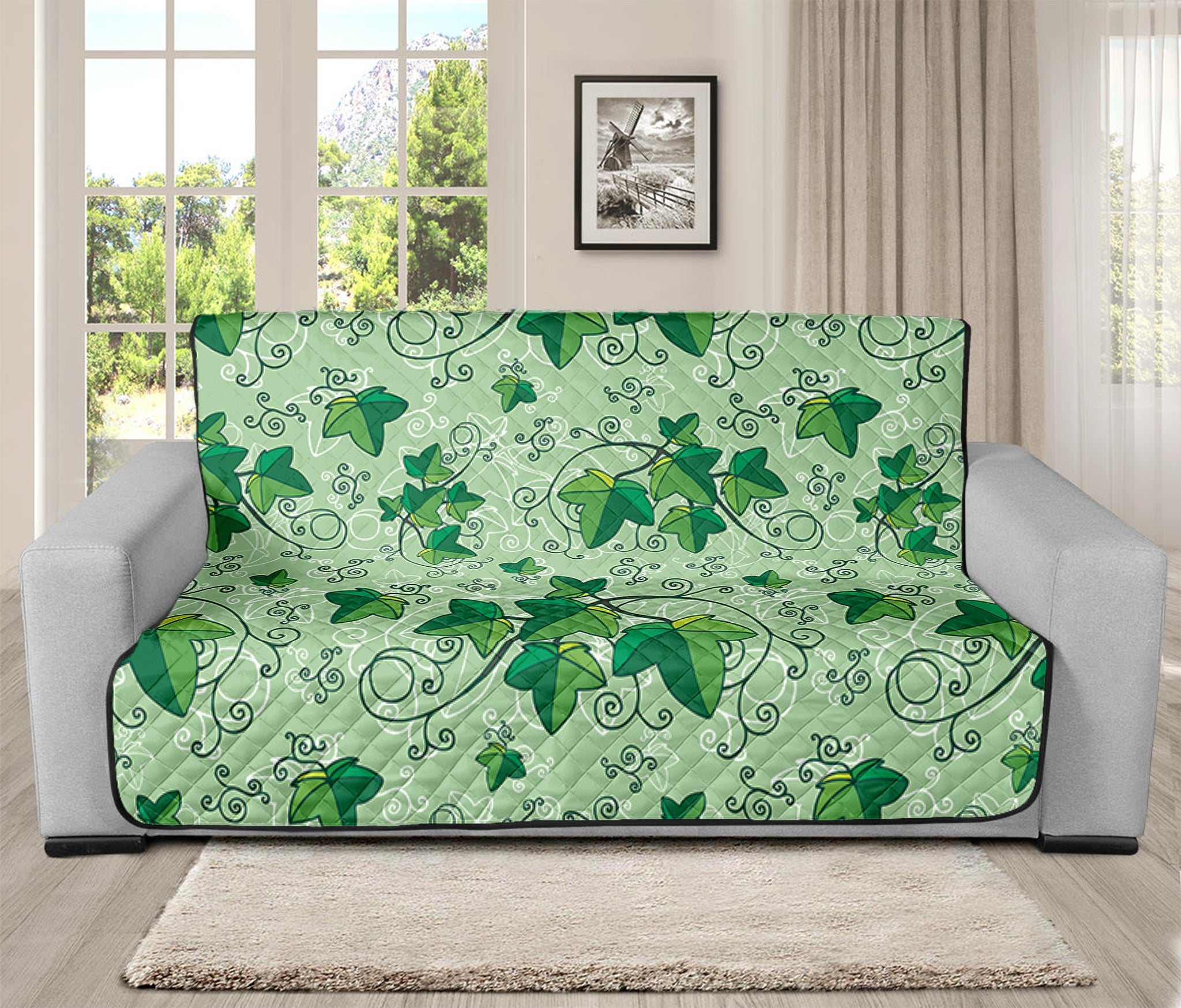 Christmas Ivy Leaf Pattern Print Futon Protector