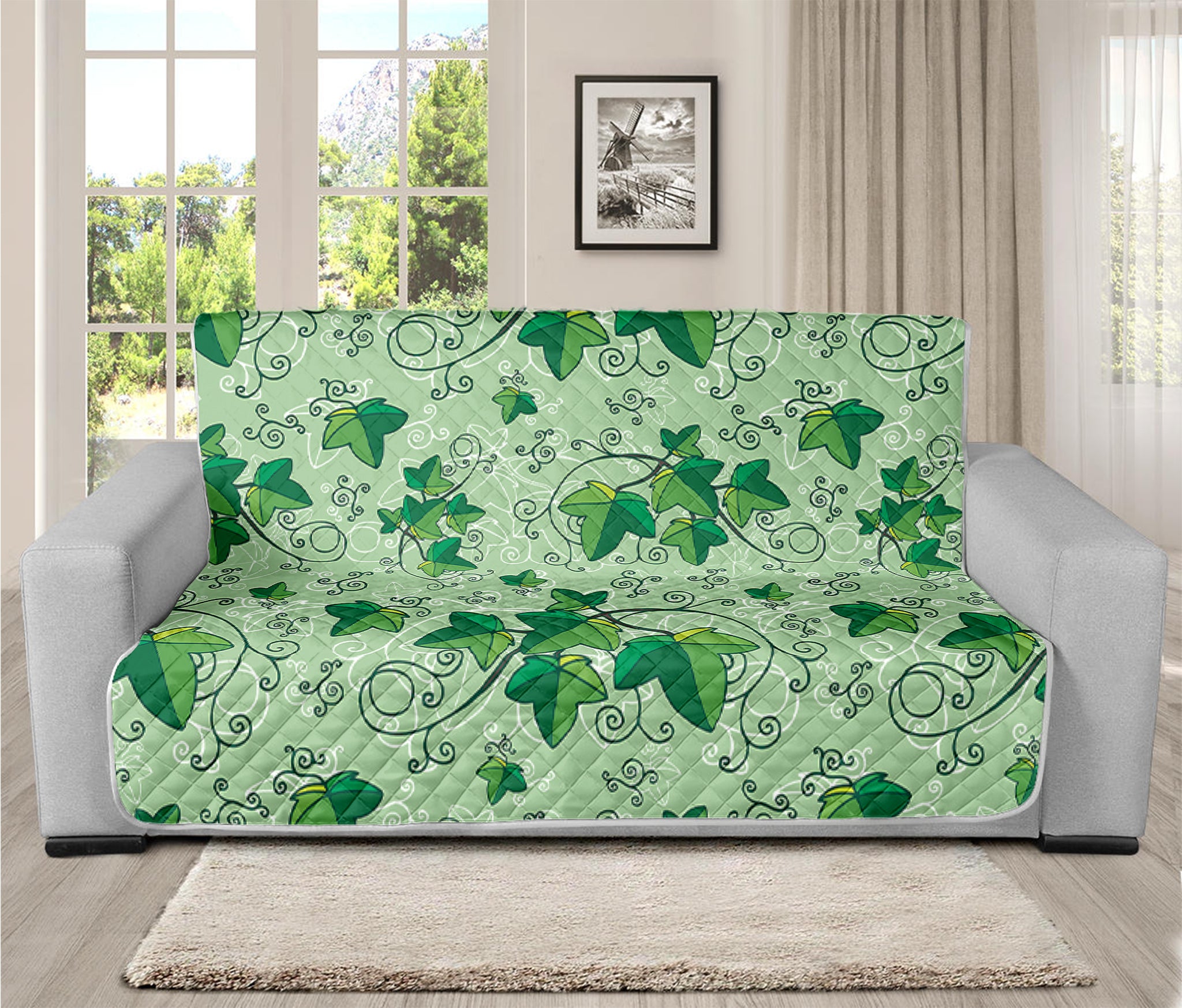 Christmas Ivy Leaf Pattern Print Futon Protector