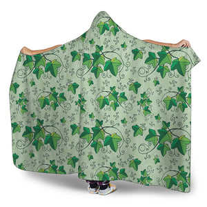 Christmas Ivy Leaf Pattern Print Hooded Blanket