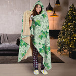 Christmas Ivy Leaf Pattern Print Hooded Blanket