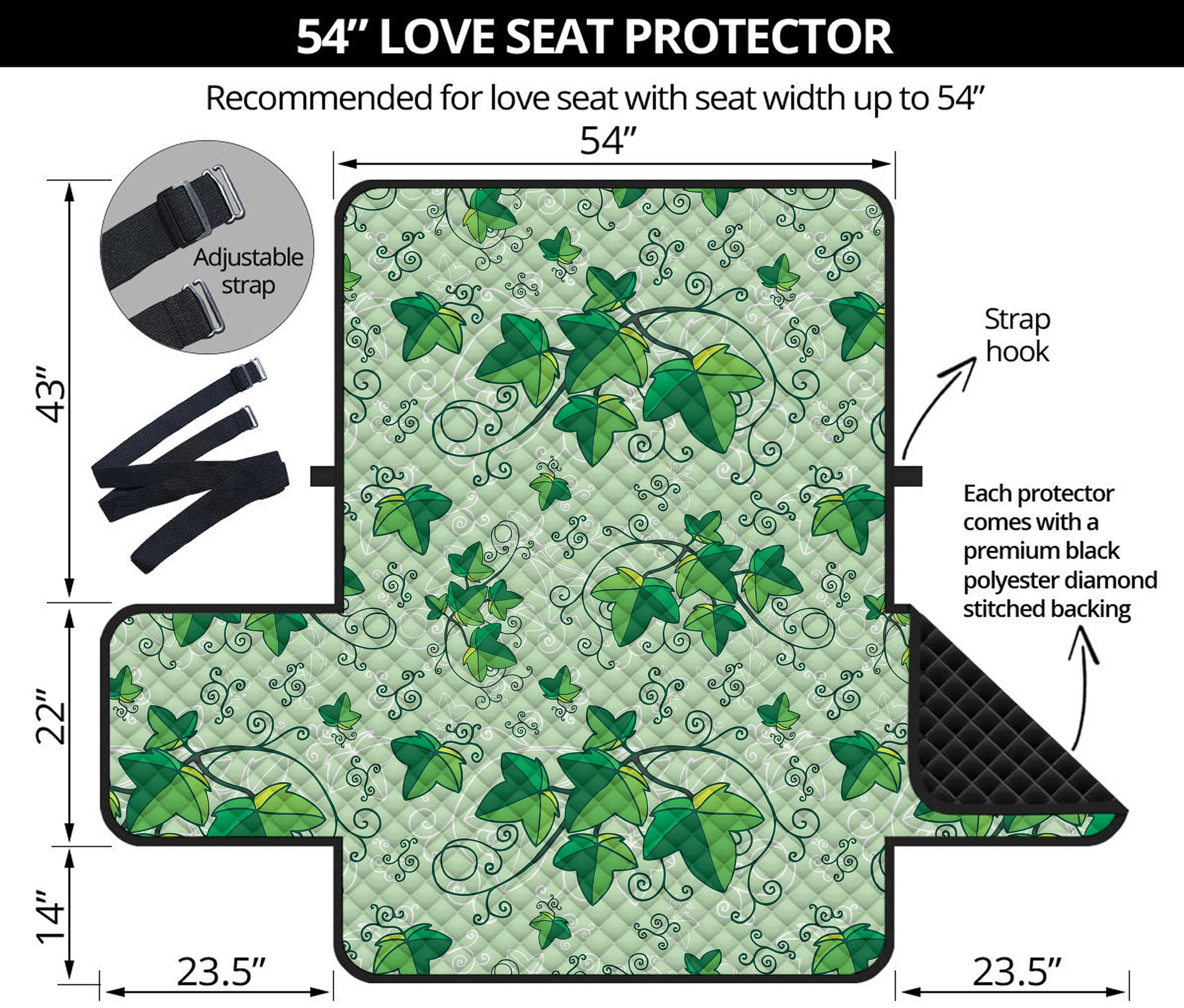 Christmas Ivy Leaf Pattern Print Loveseat Protector