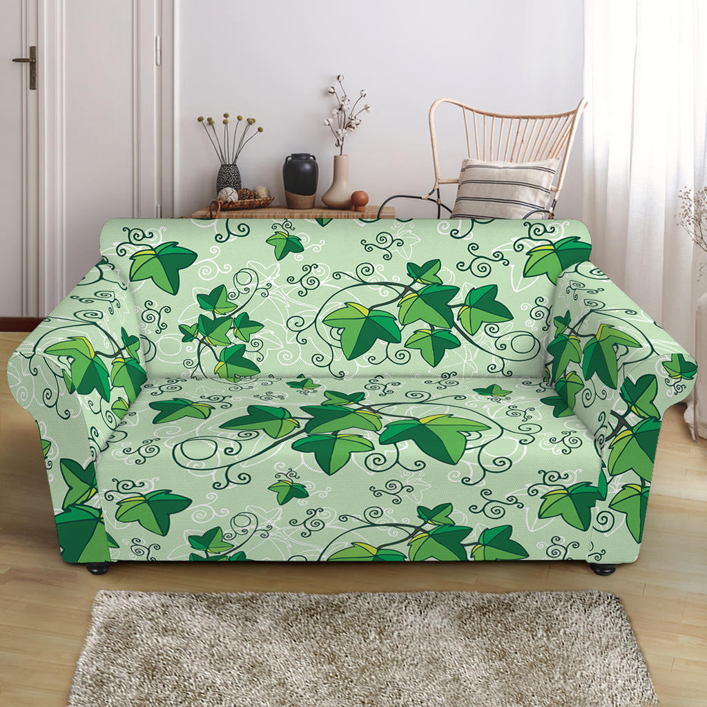 Christmas Ivy Leaf Pattern Print Loveseat Slipcover