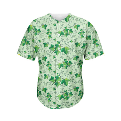 Christmas Ivy Leaf Pattern Print Men's Baseball Jersey