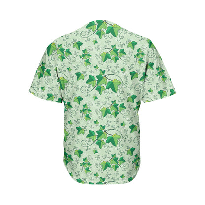 Christmas Ivy Leaf Pattern Print Men's Baseball Jersey