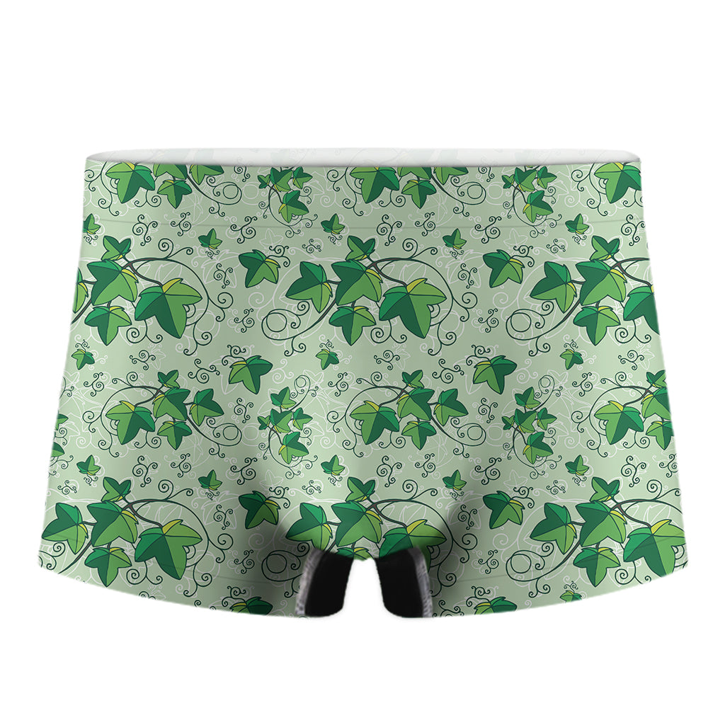 Christmas Ivy Leaf Pattern Print Men's Boxer Briefs