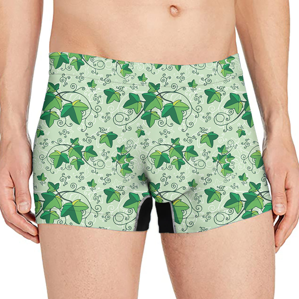 Christmas Ivy Leaf Pattern Print Men's Boxer Briefs