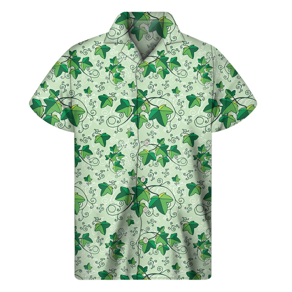 Christmas Ivy Leaf Pattern Print Men's Short Sleeve Shirt
