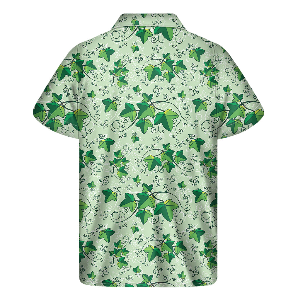 Christmas Ivy Leaf Pattern Print Men's Short Sleeve Shirt