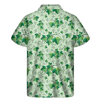 Christmas Ivy Leaf Pattern Print Men's Short Sleeve Shirt