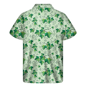 Christmas Ivy Leaf Pattern Print Men's Short Sleeve Shirt